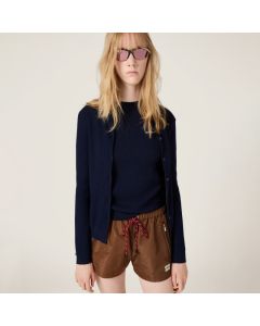 MIU MIU Cashmere and silk cable-knit crew-neck sweater