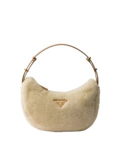Prada Arqué shearling and leather shoulder bag