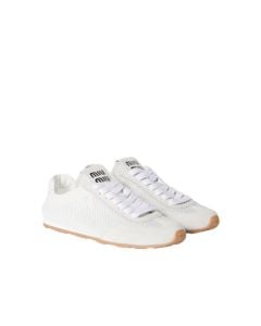MIU MIU Plume mesh and suede sneakers