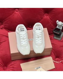 MIU MIU Plume mesh and suede sneakers
