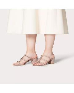 Valentino ROCKSTUD CALFSKIN LEATHER SLIDE SANDAL