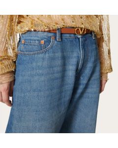 Valentino REVERSIBLE VLOGO SIGNATURE BELT IN GLOSSY CALFSKIN 