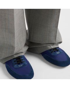 Prada Collapse Re-Nylon and suede elasticized sneakers
