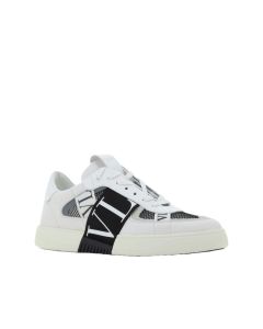 Valentino VL7N LOW-TOP SNEAKERS IN CALFSKIN AND MESH FABRIC WITH BANDS