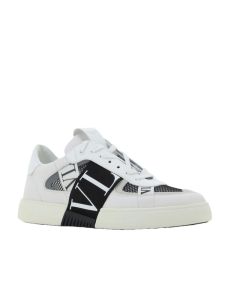 Valentino VL7N LOW-TOP SNEAKERS IN CALFSKIN AND MESH FABRIC WITH BANDS