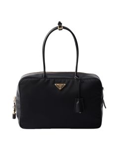 Prada Large Re-Nylon and leather top-handle bag with padlock