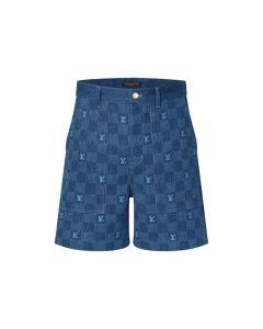 LV Embroidered Damier Denim Shorts