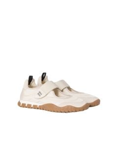 MIU MIU Tyre technical fabric and suede ballerinas