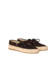 MIU MIU Suede and raffia boat shoes