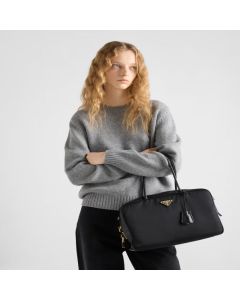 Prada Large Re-Nylon and leather top-handle bag with padlock