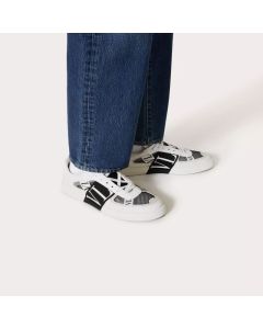 Valentino VL7N LOW-TOP SNEAKERS IN CALFSKIN AND MESH FABRIC WITH BANDS