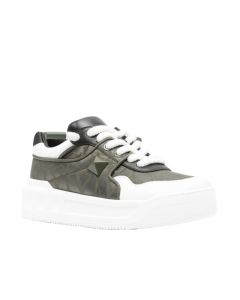 Valentino ONE STUD XL LOW-TOP SNEAKER IN NAPPA LEATHER AND JACQUARD TOILE ICONOGRAPHE TECHNICAL FABRIC