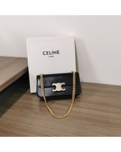 Celine CHAIN SHOULDER BAG CLAUDE WITH STRASS CLOSURE IN SHINY CALFSKIN