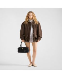 Prada Re-Nylon and leather medium top-handle bag with padlock