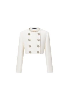 LV Cropped Jewel Button Mikado Jacket 