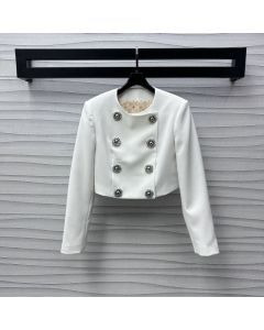 LV Cropped Jewel Button Mikado Jacket 