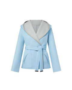 LV Reversible Signature Short Hooded Wrap Coat