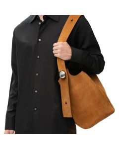 LOEWE Large Pebble bucket bag in suede calfskin