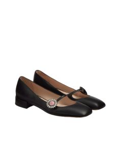 Valentino MARY-JANE PRESHOES BALLERINA IN KIDSKIN WITH JEWEL BUTTON 