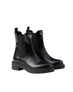 Prada Brushed leather Chelsea booties