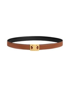 Celine MEDIUM REVERSIBLE FRAMED TRIOMPHE BELT in TAURILLON AND NATURAL CALFSKIN