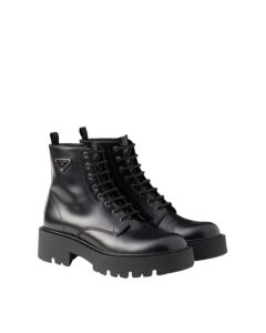 Prada Brushed leather combat boots