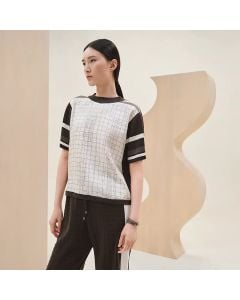 Hermès "Coaching Deja Vu" short-sleeve twillaine sweater
