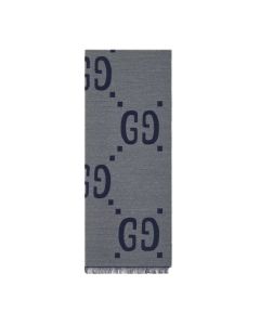 Gucci GG jacquard wool silk scarf