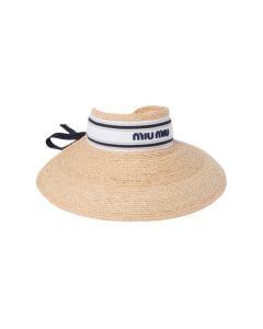 Miu Miu Raffia-effect fabric visor