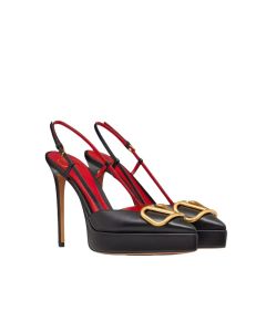 Valentino VLOGO SIGNATURE CALFSKIN SLINGBACK PLATFORM PUMP