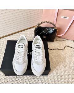 MIU MIU Gymnasium technical fabric and suede sneakers