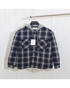 Celine hooded overshirt in checked cotton