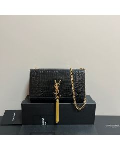 YSL KATE SMALL TASSEL IN CROCODILE-EMBOSSED LEATHER