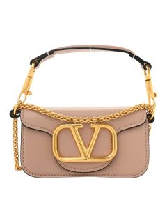 VALENTINO GARAVANI LOCÒ MICRO BAG IN CALFSKIN LEATHER WITH CHAIN