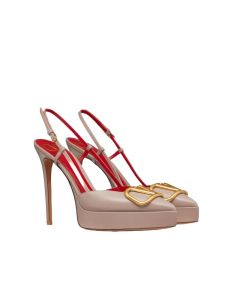 Valentino VLOGO SIGNATURE CALFSKIN SLINGBACK PLATFORM PUMP 