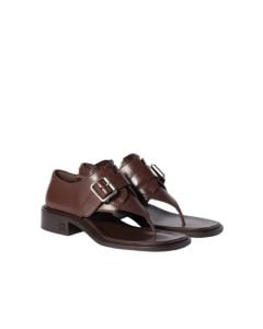 MIU MIU Leather thong sandals with buckle