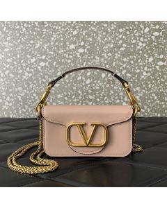 VALENTINO GARAVANI LOCÒ MICRO BAG IN CALFSKIN LEATHER WITH CHAIN
