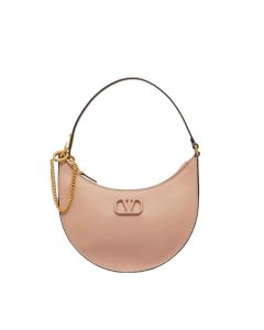 Valentino MINI VLOGO SIGNATURE GRAINY CALFSKIN HOBO BAG