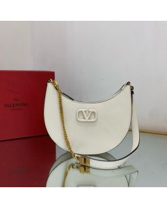 Valentino MINI VLOGO SIGNATURE GRAINY CALFSKIN HOBO BAG