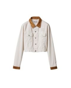 MIU MIU Denim and leather blouson jacket