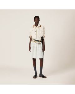 MIU MIU Denim and leather blouson jacket