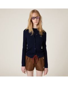 MIU MIU Cable-knit cashmere and silk cardigan