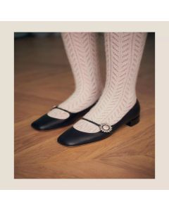 Valentino MARY-JANE PRESHOES BALLERINA IN KIDSKIN WITH JEWEL BUTTON 