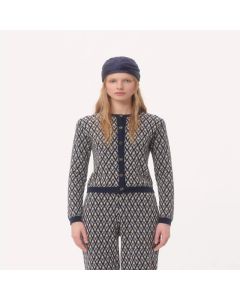 Valentino WOOL CARDIGAN WITH TOUTE LA V JACQUARD PATTERN