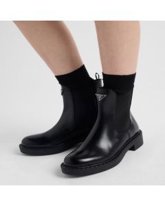 Prada Brushed leather Chelsea booties