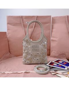 MIU MIU IVY embroidered gabardine bag