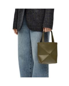 LOEWE Mini Puzzle Fold tote in shiny calfskin