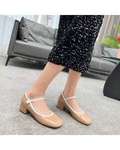 MIU MIU Two-tone patent leather Mary Jane pumps