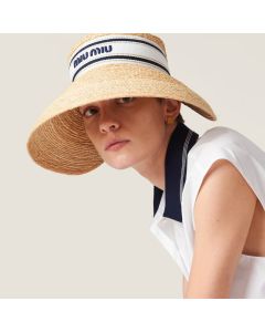 Miu Miu Raffia-effect fabric visor