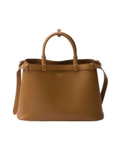 Prada Buckle medium leather handbag with double belt